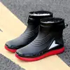 Botas de chuva grossas para agricultores, botas de chuva de pesca masculinas forradas com fleece, sapatos impermeáveis curtos para chefs, antiderrapantes, de corte baixo, duráveis, leves para cozinha