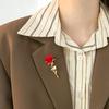 Broche rosa vermelha Dongdaemun feminino de alta qualidade luxuoso elegante requintado pino terno corsage pino de lapela acessórios