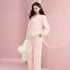 2026 nuevo conjunto de pijama sin costuras de terciopelo a media altura color morado taro para mujer, suave, amigable con la piel, grueso, cálido, conjunto de ropa de estar para invierno