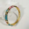 Lingge Joyería Transfronteriza Vintage Esmalte Cloisonné Pulsera Estilo Étnico Patrón Floral Geométrico Pulseras Apilables Venta al por Mayor