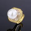 Zhuang Shengsheng Jewelry Cobre Banhado Platina Novo Estilo Incrustado Aubert Madre Pérola Diamante Elegante Anel Quadrado 14mm