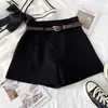 Novos Shorts Casuais Simples Retrô Estilo Coreano Ins Estilo Hong Kong para Primavera e Verão 2025 Roupa Externa Feminina Cintura Alta Linha A Pernas Largas