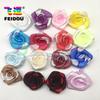 Fita Colorida de Poliéster Flor Acessórios de Grampo de Cabelo Infantil Acessórios para Vestuário Fita Bicolor Flor Rosa Feita à Mão
