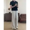 Pantalones de Traje Drapeados Negros Americanos para Hombre Estilo Verano Plisados Perezosos Casuales Largos Rectos Sueltos Pierna Ancha Pantalones Yamamoto