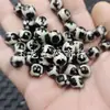 Cuentas dzi en forma de balón de fútbol de ágata blanco y negro, cuentas sueltas redondas de jade, 10 mm, para pulseras, collares y accesorios de joyería