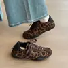 Zapatillas casuales versátiles, talla pequeña, estilo Forrest Gump, zapatos individuales, colección de otoño, con cordones, 2026, estampado de leopardo, con tacón oculto, estilo de entrenamiento alemán, para mujer