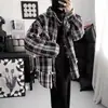 Jaqueta Xadrez Patchwork Tecida Estilo Tweed Falsa de Duas Peças para Homens, Marca da Moda com Design Inspirado no Instagram, Peça de Roupa Externa Casual e Estilosa de Nicho