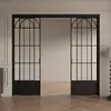 Nueva Puerta Corredera Retro Estilo Chino Cocina Balcón Sala de Estar Riel Colgante Puerta Corredera de Tres Paneles Puerta Divisoria de Aleación de Aluminio Magnesio Titanio