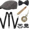 Fiesta Gatsby de los años 20 Reloj de Bolsillo Falso para Cigarro Correa para el Cuello Conjunto de Corbata de Lazo Atuendo para Hombre Boina de Lana