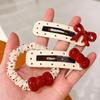Pinza para el pelo de lunares rojos estilo coreano con lazo para mujer, pinza BB para flequillo lateral, goma elástica alta para el pelo, accesorios para el pelo