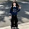 Conjunto Estilo Academia para Meninas 2026 Primavera/Outono Estudante Feminina Estilo Coreano Hoodie Solto com Gola Polo Manga Longa Calça Longa Conjunto de Duas Peças