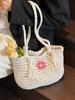 Explosões de Primavera e Verão Estilo Mori Pequena Fresca Tecida Linha Grossa Cesta de Legumes Bolsa Moda Combina com Tudo Doce Estilo Simples Bolsa de Ombro Feminina