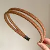 Faixa de Cabeça de Lã de Cor Sólida de Camada Dupla para Mulheres 2025 Novo Estilo de Moda de Alta Qualidade Faixa de Cabeça Prendedor de Cabelo Lavar o Rosto Grampo de Cabelo Acessório de Cabeça