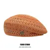 2025 Nuevo Boina Hueca Retro para Mujer Primavera y Verano Transpirable que Muestra la Cara Sombrero de Pequeño Pintor Circunferencia de Cabeza Grande Sombrero Versátil