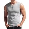 Comercio Exterior Transfronterizo En Stock Chaleco de Verano para Hombre Talla Grande Europea y Americana Chaleco de Botones con Cuello Henley Malla para Hombre Top de Secado Rápido