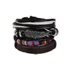 Pulsera Tejida de Cuero Hecha a Mano Simple Europea y Americana para Hombre con Hoja de Aleación Pulsera de Cuero Vintage Accesorio de Moda Tendencia
