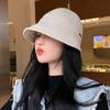 Sombrero de pescador coreano para mujer con textura de gofre, adelgazante para la cara, adecuado para salidas, sombrero versátil casual para montar con ala ancha