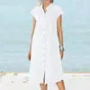 2025 Novo Cardigan de Tricô com Gola Alta de Botão Único, Vestido de Algodão e Linho com Bolsos, Saia de Cima para Sites Independentes Europeus e Americanos da Amazon