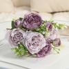 En stock, venta al por mayor, decoración del hogar, simulación de flores falsas, pequeño ramo de rosas, diseño de boda, simulación de 5 rosas persas