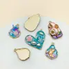 Colgante de aleación de zinc con goteo dorado estilo pintura al óleo en forma de corazón 3D Flor de rosa perlada Libélula Accesorios para pendientes DIY