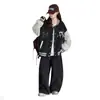 Chaqueta de Béisbol a Bloques de Color Estilo Universitario para Niñas, Abrigo Versátil Casual para Estudiantes, Top de Moda
