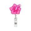 Suporte Retrátil para Crachá de Identificação com Flor de Hibisco Colorida e Brilhante para Crachá Médico de Puxar Fácil Acrílico Carretel de Crachá Crachá de Trabalho Suporte para Crachá de Nome
