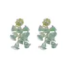 Pendientes de Borla con Flor de Gasa de Perla de Vidrio Estilo Vacaciones Europeas y Americanas, Pendientes Frescos y Dulces, Pendientes de Moda y Versátiles
