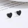 Aretes de plata de ley 925 con epoxi negro, encantadores, nuevos de moda para mujer, tres encantadores clavos para el cartílago de la oreja, estilo simple, joyería para la oreja