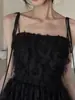 Vestido de Noite 2025 Super Fada Pena Aniversário Preto Sexy Vestido Alça Preto Banquete Elegante Vestido para Mulheres