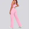 Conjunto de outfit de yoga racerback de secado rápido con sensación de segunda piel, de cintura alta, levanta glúteos, pierna ancha, deportivo casual para correr y fitness para mujer