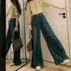 Jeans anchos para mujer color azul oscuro, nuevo de primavera, diseño retro, sentido de nicho, cintura alta, holgados, rectos, tipo mopa