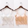 Camiseta Interior de Modal con Almohadillas para el Pecho Todo en Uno con Espalda Descubierta en Forma de U para Mujer Verano Corta Sexy que Muestra el Ombligo Hermosa Espalda Chaleco Básico
