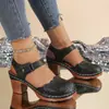 Sandalias Baotou para Mujer 2026 Verano Nuevo Tacón Grueso de Una Correa Talla Grande Huecas de Tacón Alto Perforadas Sandalias de Mujer En Stock