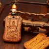 Madera de DuraznoAmuleto Tai Sui del General Wen Zhe Llavero Colgante para el Año del Zodiaco, Llavero Portátil de Madera de Durazno Contra Rayos
