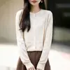 Cardigan de Punto Jacquard Cuello Redondo Estilo Suave para Mujer Suéter Sencillo con Temperamento Abrigo Otoño Invierno Capa Base Cálida Rejuvenecedor Versátil