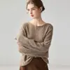 Suéter Casual Suave Elástico Hombros Descubiertos Tejido de Cable Cachemira para Mujer Estilo Holgado Perezoso Tejido de Cable Cuello Redondo Prenda Base