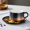 Taza de Café y Platillo de Cerámica Chapada en Oro y Plata de Lujo Ligero Set ins Taza de Regalo de Alto Valor Simple para Oficina y Hogar