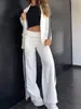 2024 Estación Independiente Transfronteriza Exportación Europea y Americana Nuevo Estilo_Otoño e Invierno Traje Casual de Solapa para Mujer Pantalones de Pierna Ancha Conjunto de Dos Piezas