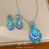 Collar ovalado vintage estilo palacio incrustado de diamantes, cadena para la clavícula de lujo ligero de nicho de alta gama, conjunto de joyería único y moderno