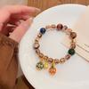 Una familia de tres ~ Templo Cultural y Creativo Celebridad de Internet mismo estilo 8 mm pulsera de cuentas de esmalte gris fragante bestia dorada pulsera de estilo étnico retro