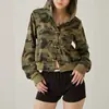 Estilo INS Coreano Otoño Invierno Retro Nicho Camuflaje con Capucha Chaqueta para Mujer Hebilla Metálica Personalidad Y2K Sudadera con Capucha