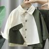 Terno de outono para meninos 2025 novo rua frita malandro bonito tesouro masculino camisa de manga comprida de outono solta infantil dois duráveis