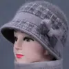Sombrero de madre para mujeres de mediana edad y ancianas, otoño e invierno, cálido, con felpa adicional, gorro de lana tejido grueso, protección contra el frío, sombrero tipo cubo para abuela, señora mayor