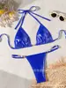 Traje de Bikini Sexy Nuevo Europeo y Americano 2024 Bikini en Forma de T de Perlas Brillantes Bikini Transfronterizo de Comercio Exterior