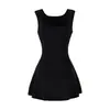 Vestido Bodycon Estilo Puro Deseo Cuello en U Hueco Revelador de Cintura Ajustado Sin Mangas Falda Corta para Mujer Vestido Adelgazante de Verano