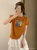 Camiseta de Algodão Canelada para Mulheres, Top de Manga Curta Slim Fit, Estilo Verão, Fornecimento Direto do Fabricante, Impressão Digital Direta