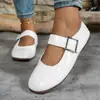 Zapatos Mary Jane planos y bajos para mujer, adecuados para primavera y otoño, con un diseño sencillo, delicados y elegantes, zapatos nuevos pequeños de piel con punta redonda y hebilla