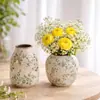 Jarrón Cerámico Retro Estilo Country Americano para Flores Frescas, Mini Plantas Verdes en Maceta para Sala de Estar, Pequeños Adornos de Escritorio