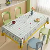 Nuevo Mantel Estilo Crema, Impermeable, Resistente al Aceite, Lavable, Resistente al Calor, Mantel Fresco de Dibujos Animados, Cubierta para Mesa de Café con Ambiente
