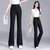Calça pantalona de lantejoulas com estampa de flor estrelada para mulheres, novo estilo de outono, para o trabalho, elástica, justa ao corpo e com efeito modelador.